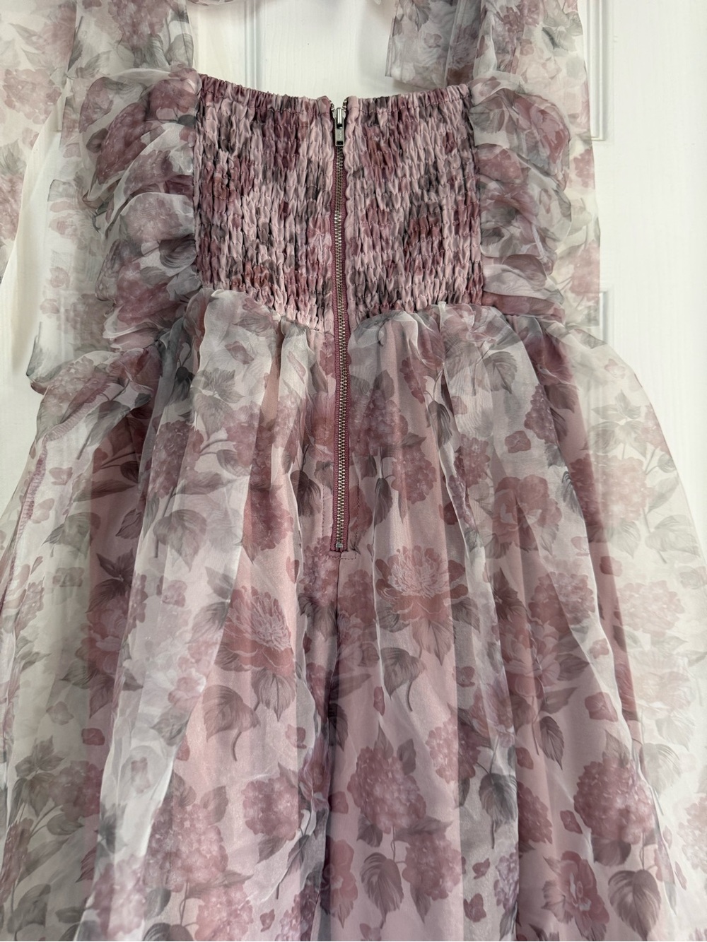 New Petal and Pup Floret Midi Dress XS Bow Tie Lavender Purple Garden Bridesmaid - Picture 6 of 8